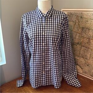 UNTUCKit Women's NWT Belleza Blue Gingham Long Sleeve Button Down Shirt Size 4